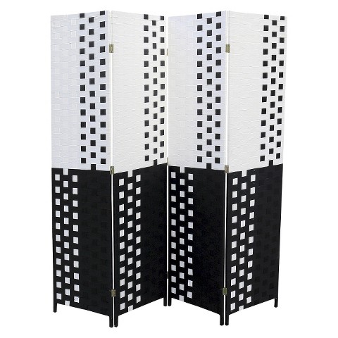 black and white woven room divider