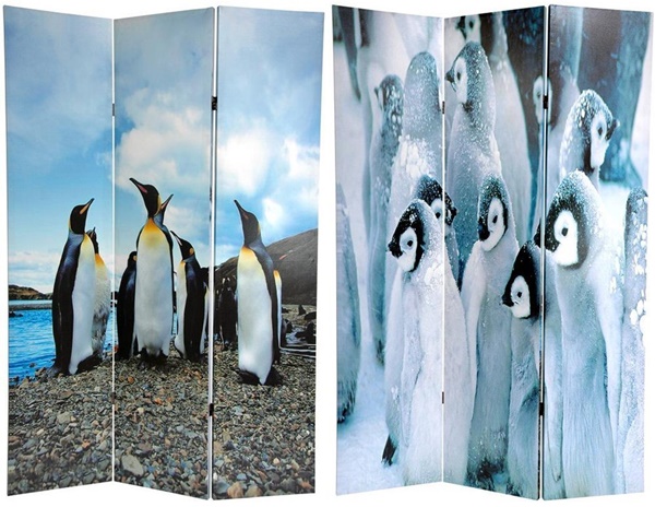 penguin print art room divider