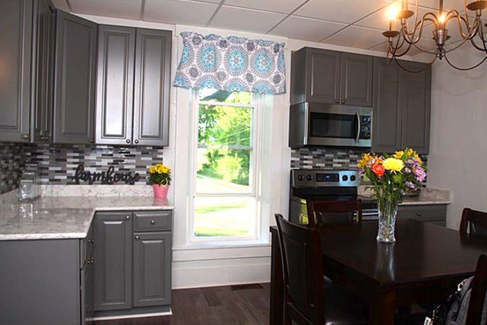 Gray and white farmhouse kitchen remodel